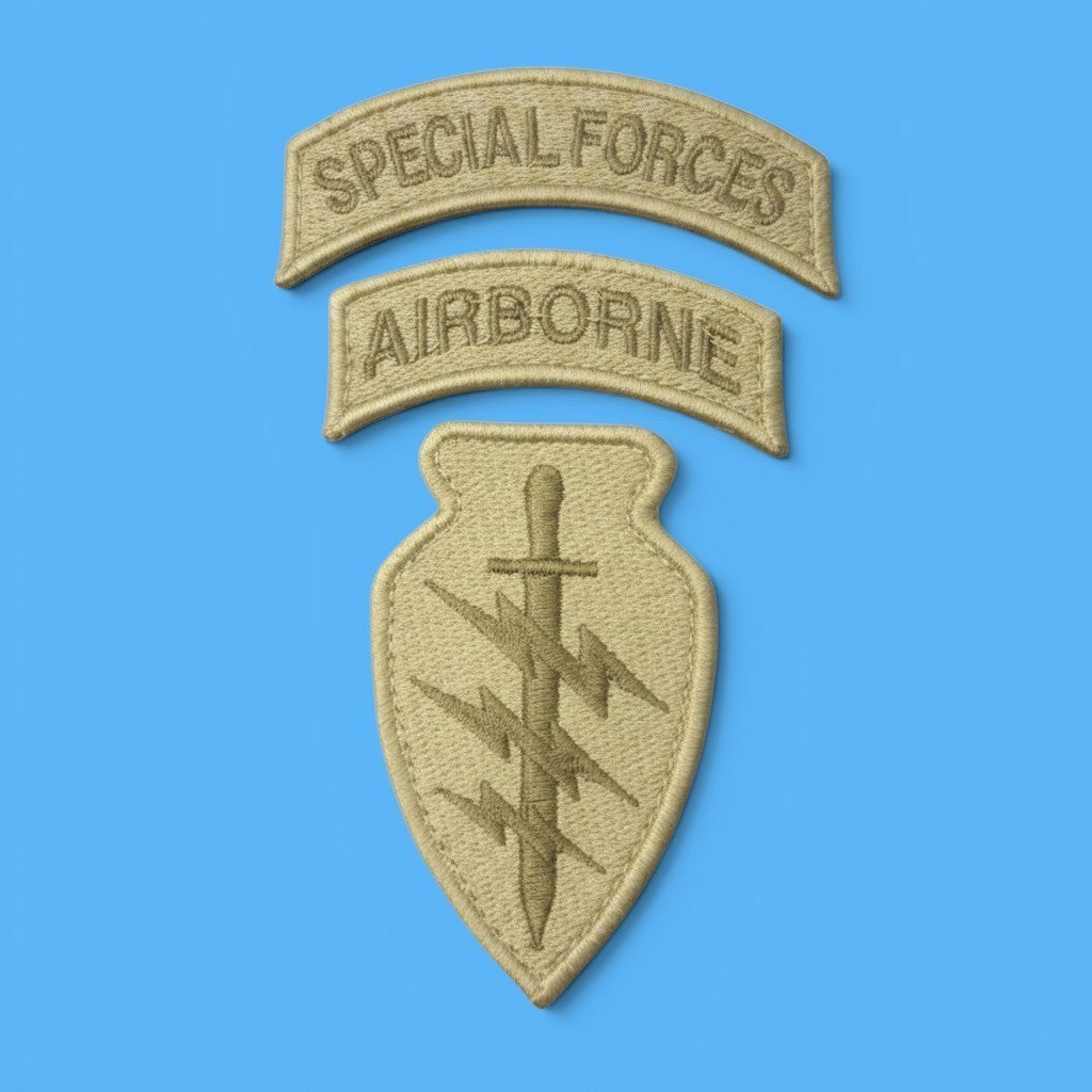 Вишитий шеврон MAKSIGOR Special Forces Airborne пісочного кольору з липучкою Velcro для військової форми