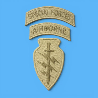 Вишитий шеврон MAKSIGOR Special Forces Airborne пісочного кольору з липучкою Velcro для військової форми